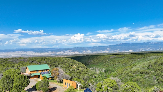 bird's eye view with a mountain view