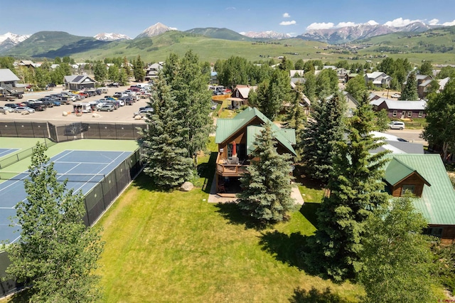 bird's eye view featuring a mountain view