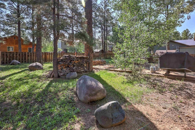 view of yard featuring a fenced backyard