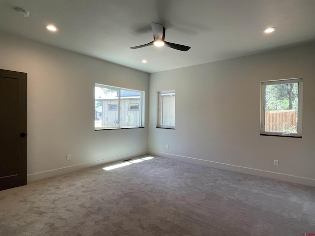 carpeted spare room featuring plenty of natural light and baseboards