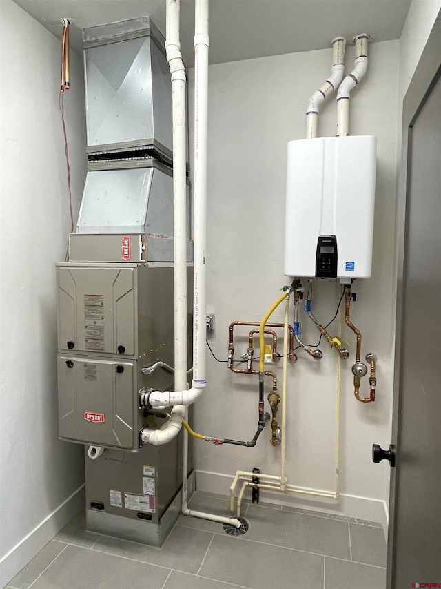 utilities with heating unit and tankless water heater