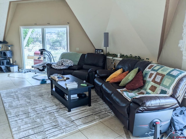 living room with light tile patterned floors