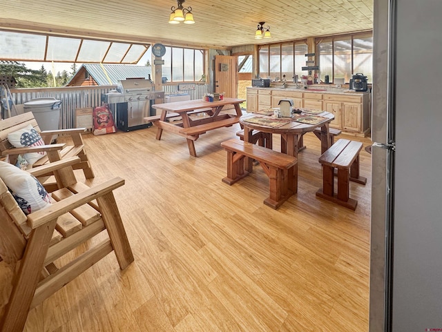 19958 Fs 327th Loop, Mancos, CO 81328 - dining area featuring wood ceiling and light wood-style floors