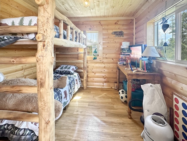 19958 Fs 327th Loop, Mancos, CO 81328 - bedroom with rustic walls, wood finished floors, and wooden ceiling