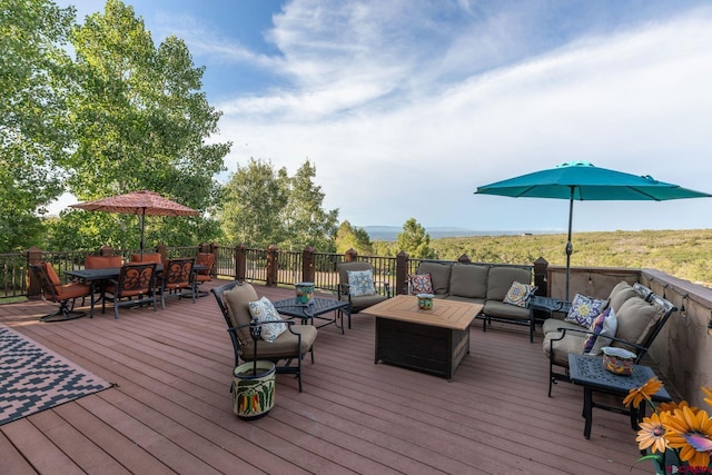 deck with an outdoor living space