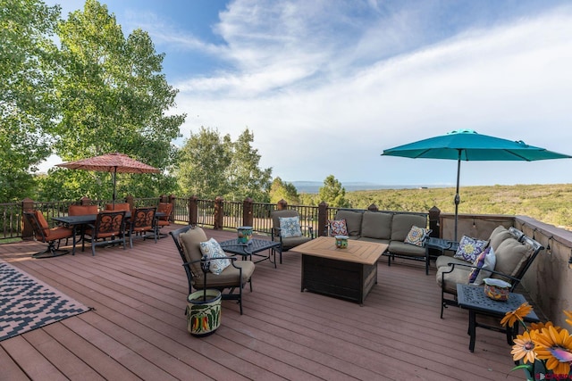 770 S Avalon Dr, Norwood, CO 81423 - wooden terrace featuring outdoor dining space and outdoor lounge area