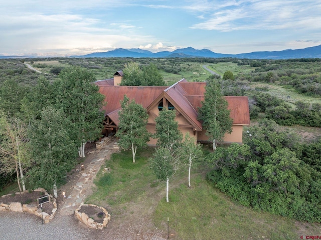 bird's eye view with a mountain view