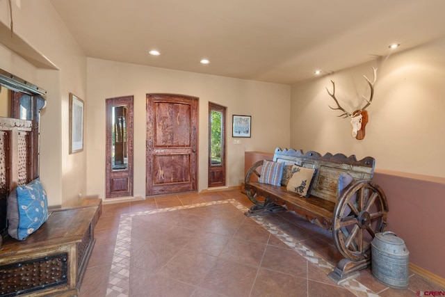 entrance foyer with tile patterned flooring