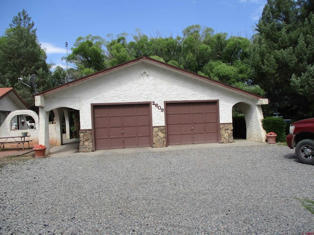 exterior space featuring a garage