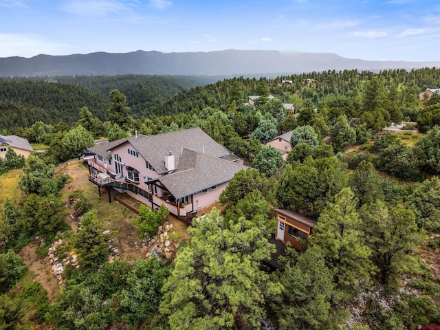 drone / aerial view with a mountain view