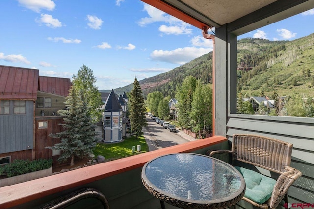 balcony with a mountain view