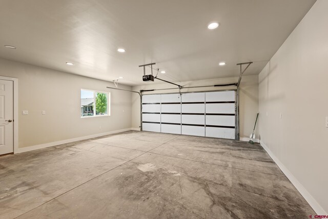 garage with a garage door opener