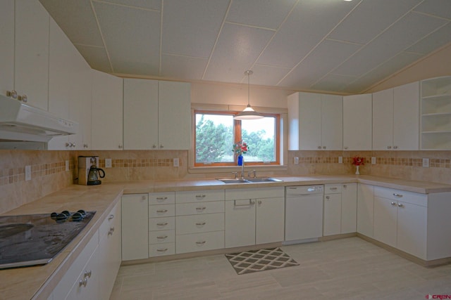 kitchen featuring white cabinets, dishwasher, and custom exhaust hood