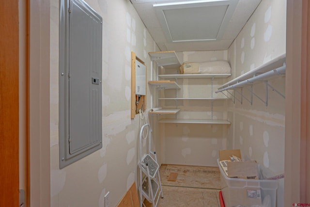 spacious closet featuring electric panel