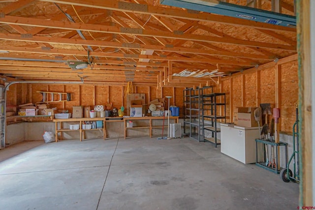 garage with a garage door opener