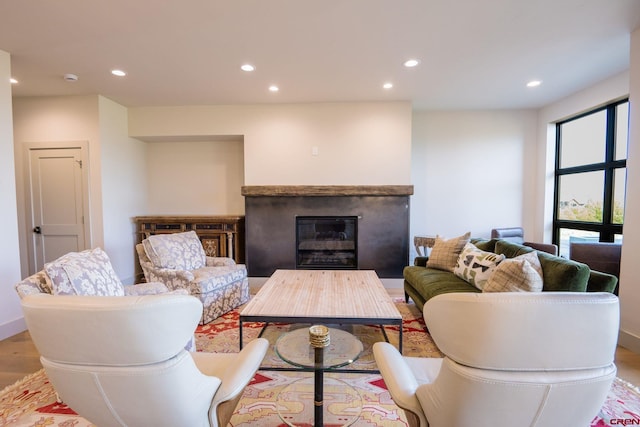 living room with light wood-type flooring