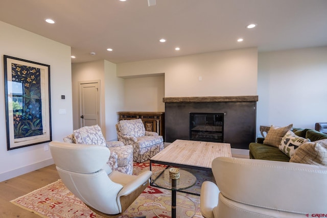 living room with light hardwood / wood-style floors