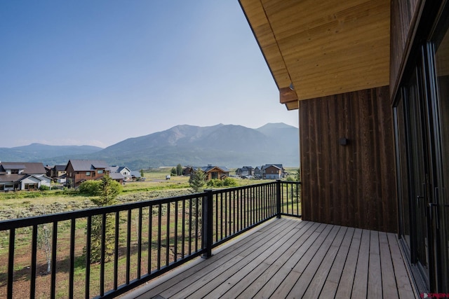 deck with a mountain view