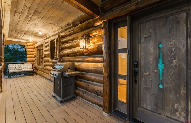 view of sauna featuring hardwood / wood-style floors