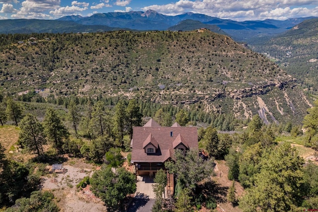 aerial view with a mountain view