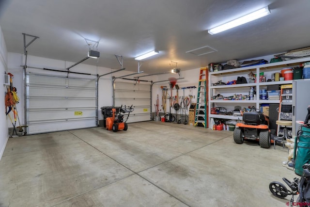 garage with a garage door opener