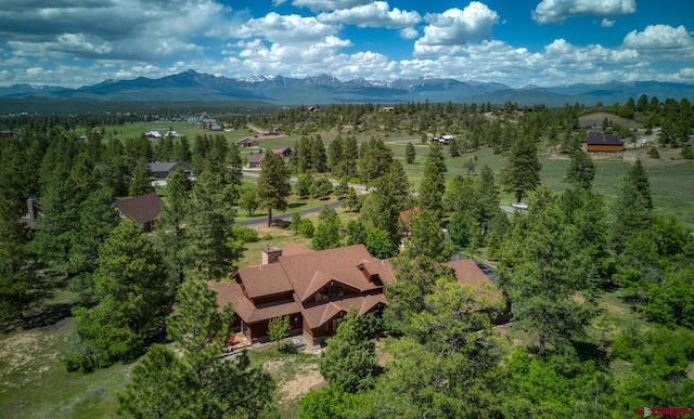 aerial view with a mountain view