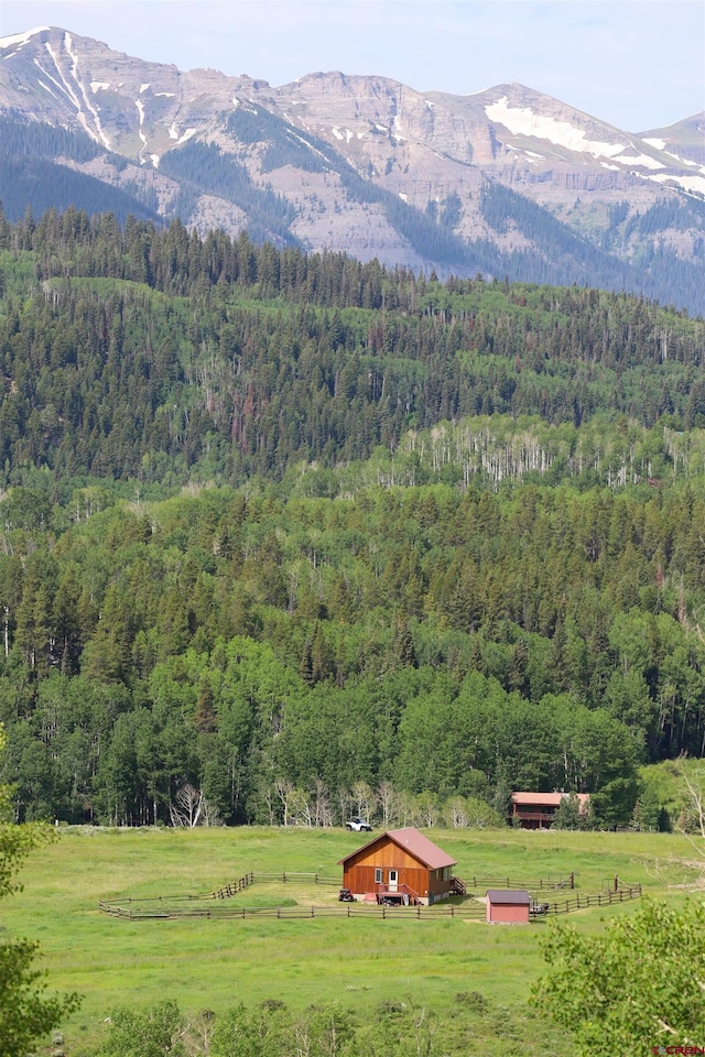 mountain view with a rural view