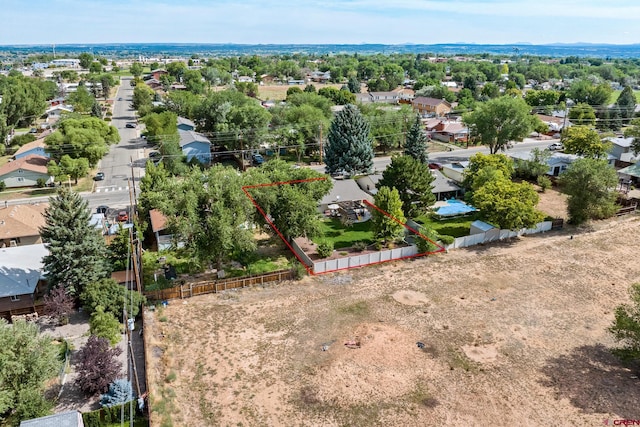 drone / aerial view with a residential view