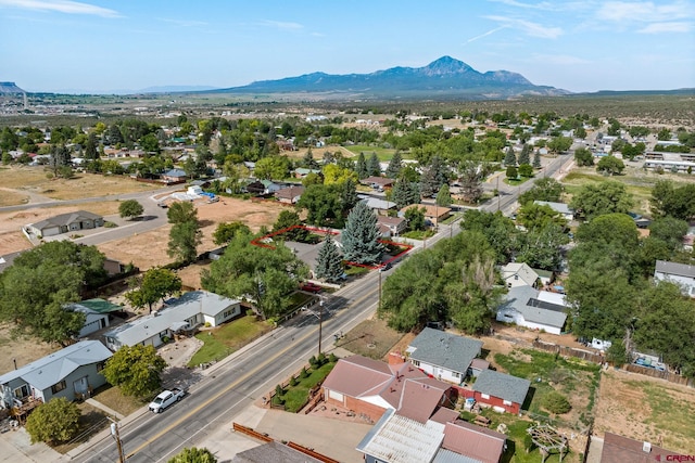 drone / aerial view with a residential view and a mountain view