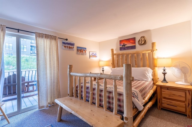 bedroom featuring carpet flooring and access to outside