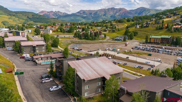 aerial view with a mountain view