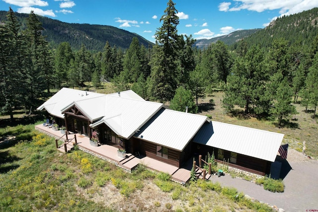 bird's eye view with a mountain view