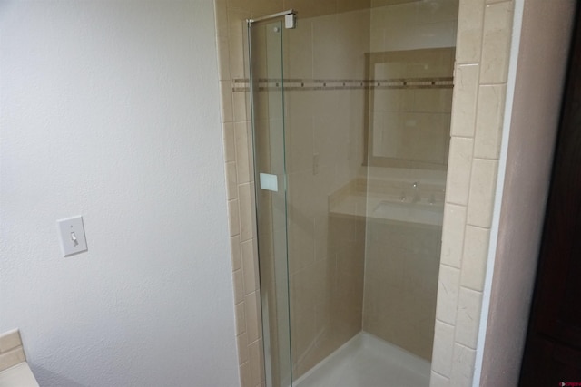 bathroom with sink and walk in shower