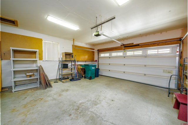 garage with a garage door opener