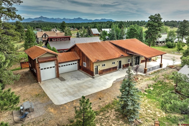 bird's eye view with a mountain view