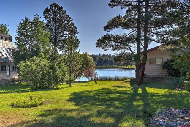 view of yard featuring a water view