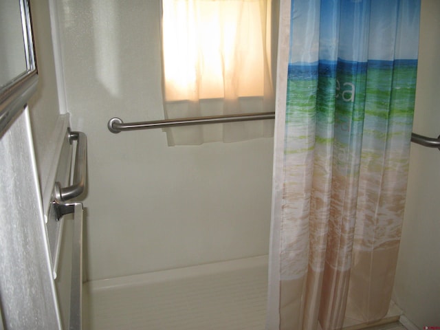 full bathroom with a shower with shower curtain