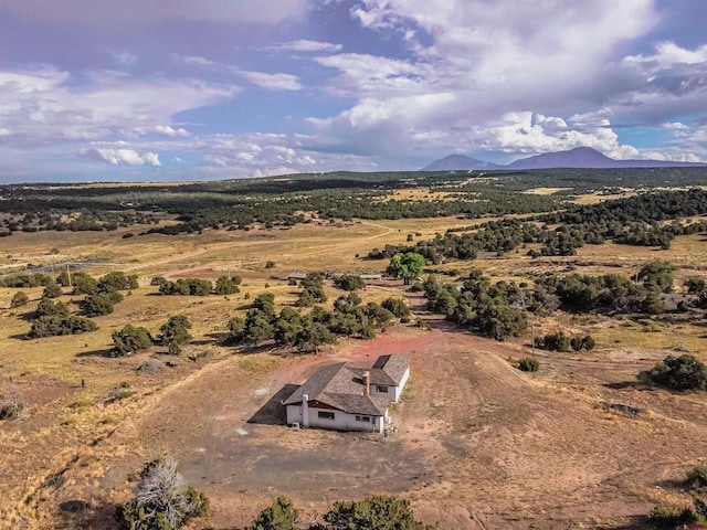 birds eye view of property featuring a mountain view