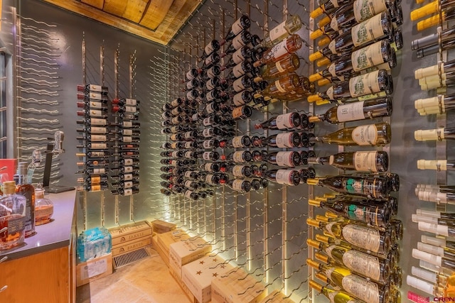 view of wine cellar