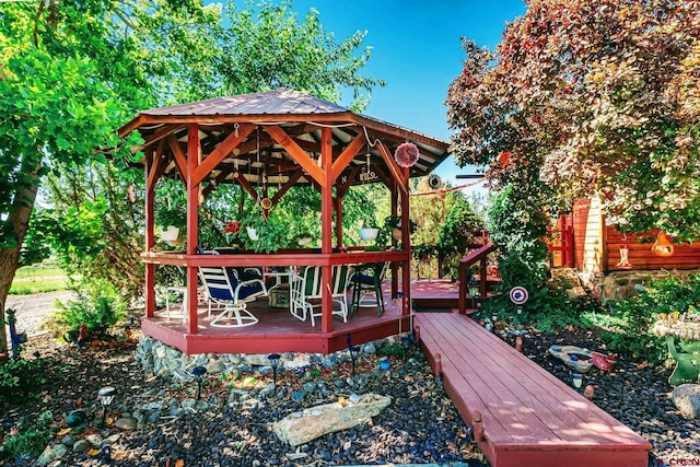 deck with a gazebo