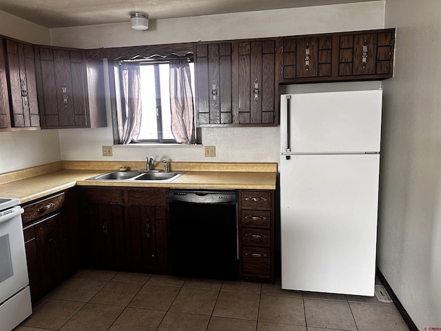 304 N 9th St Unit 5A, Gunnison, CO 81230 - kitchen featuring a sink, dark brown cabinets, white appliances, and tile patterned flooring