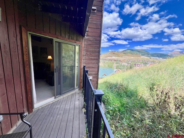 deck featuring a mountain view