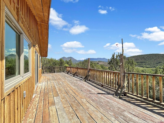 deck featuring a mountain view