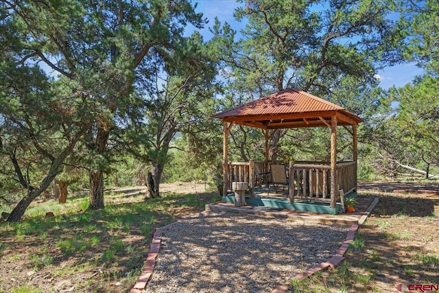 exterior space with a gazebo