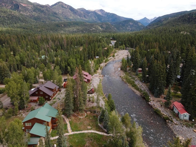 birds eye view of property with a mountain view