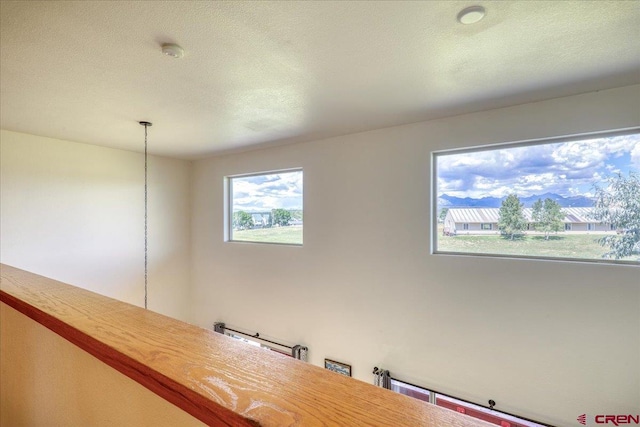 interior space featuring a wealth of natural light and a textured ceiling