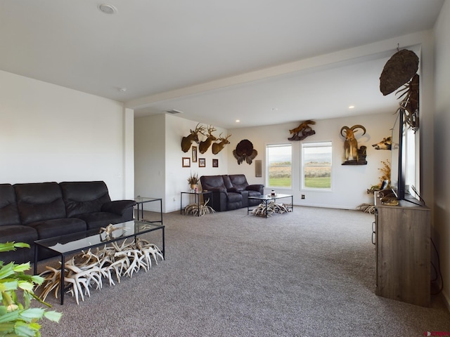 living room featuring carpet floors