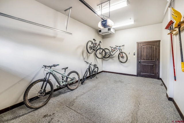 garage with a garage door opener