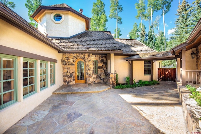 view of patio featuring french doors