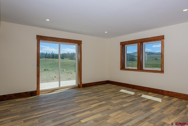 spare room featuring dark wood-type flooring